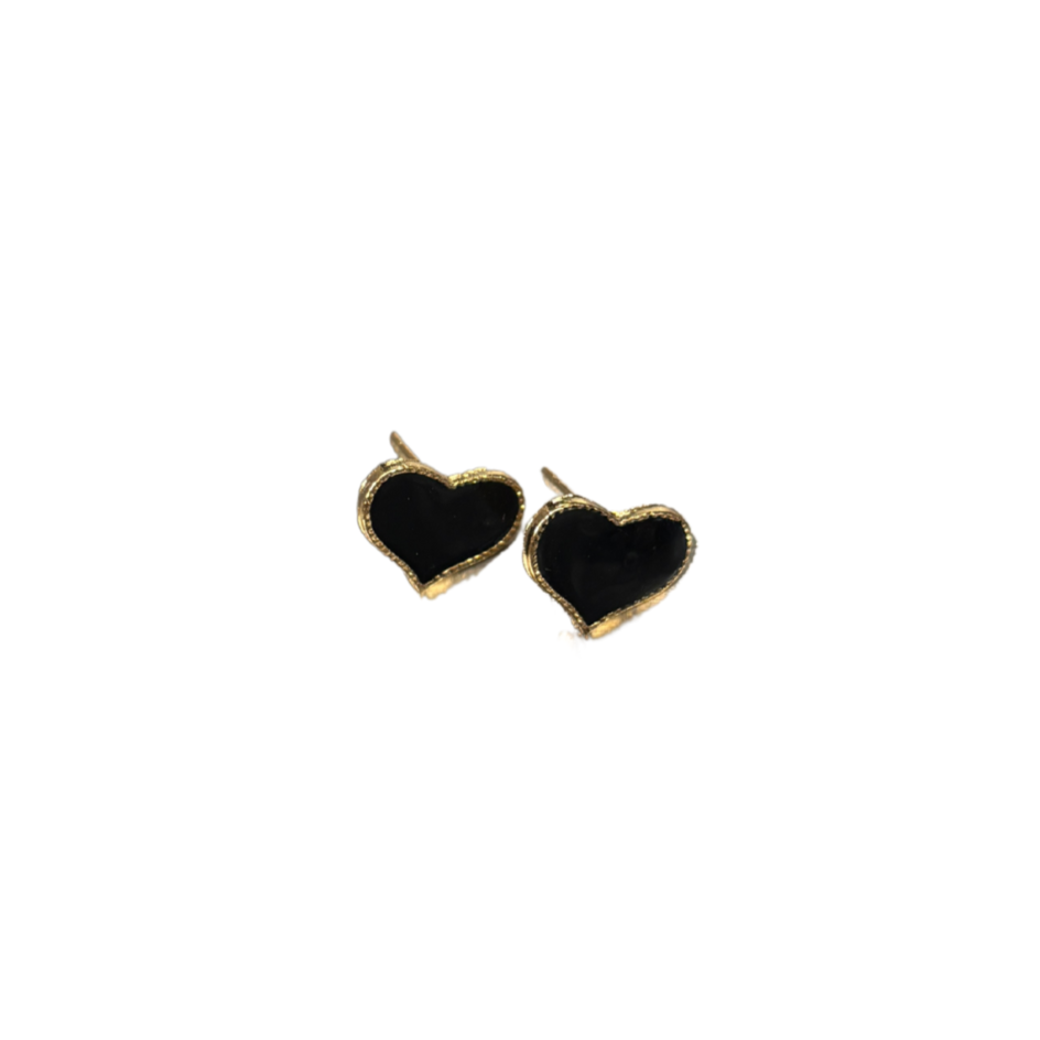 Dark Heart Stud Earrings in Black