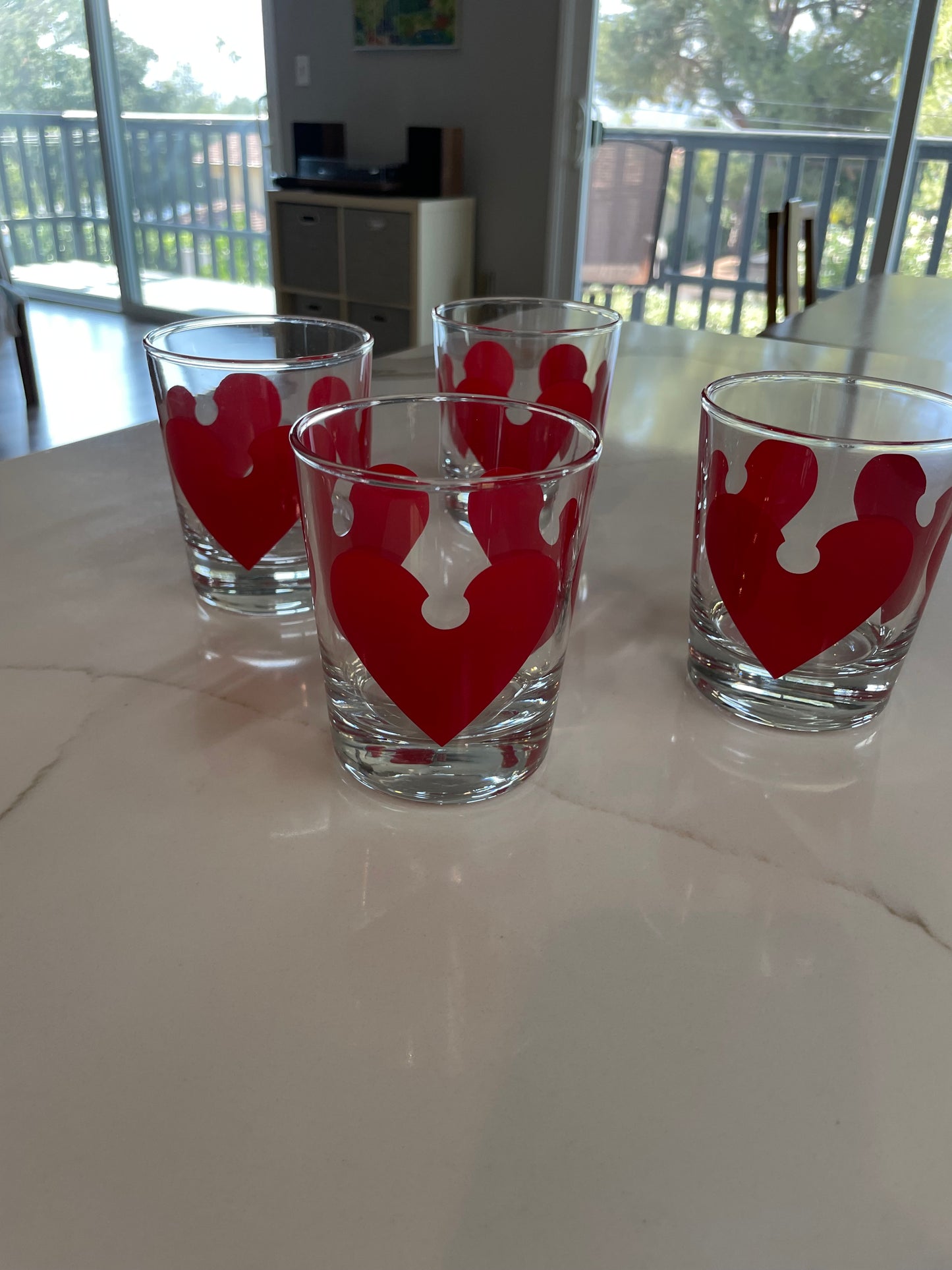 Mid-Century Heart Old Fashioned Glasses – Set of 4