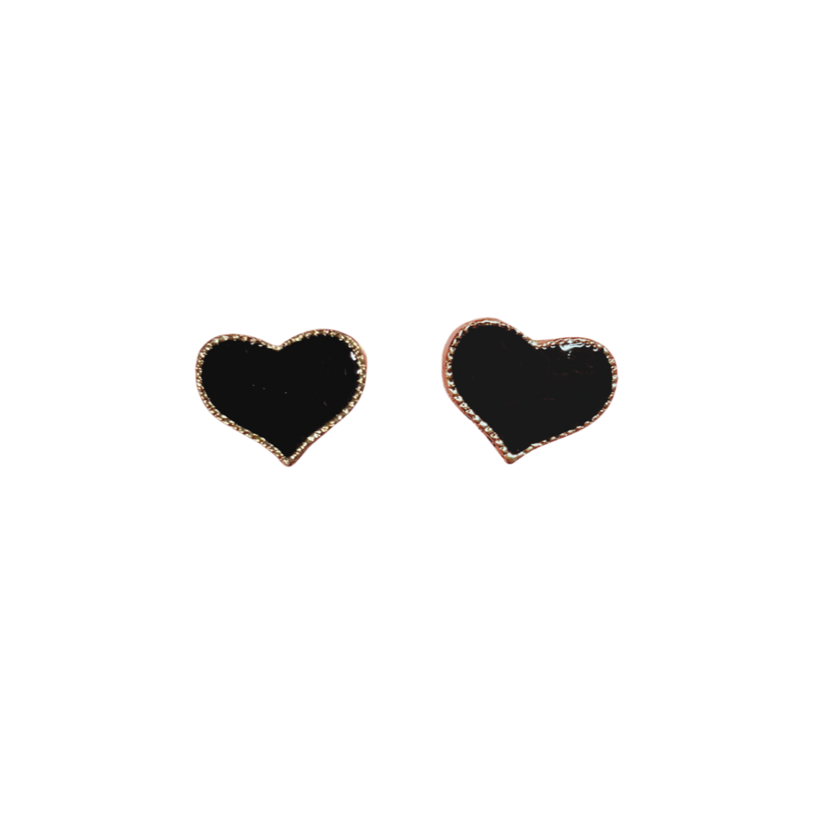 Dark Heart Stud Earrings in Black