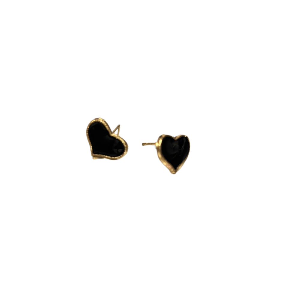 Dark Heart Stud Earrings in Black