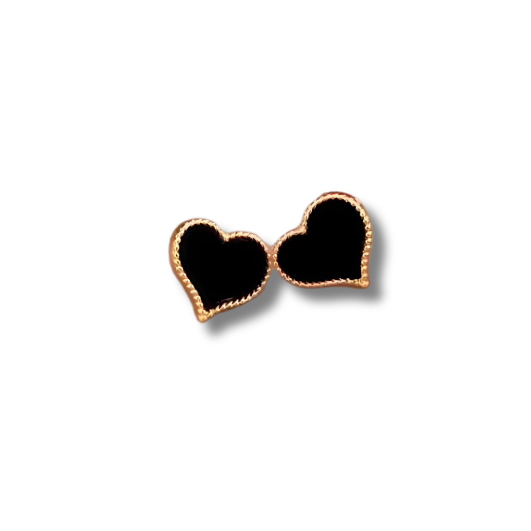 Dark Heart Stud Earrings in Black