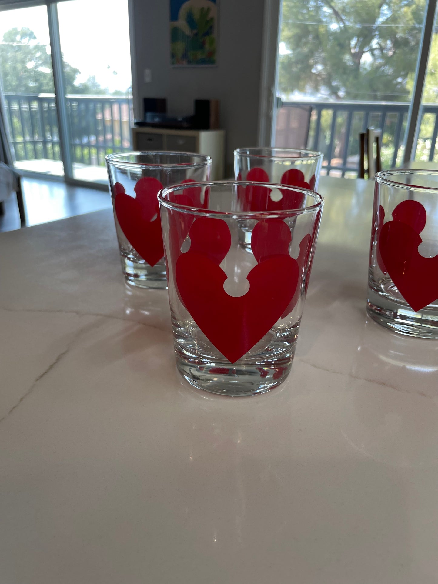 Mid-Century Heart Old Fashioned Glasses – Set of 4