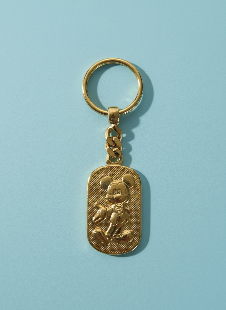 Vintage Mickey Mouse Gold Keychain