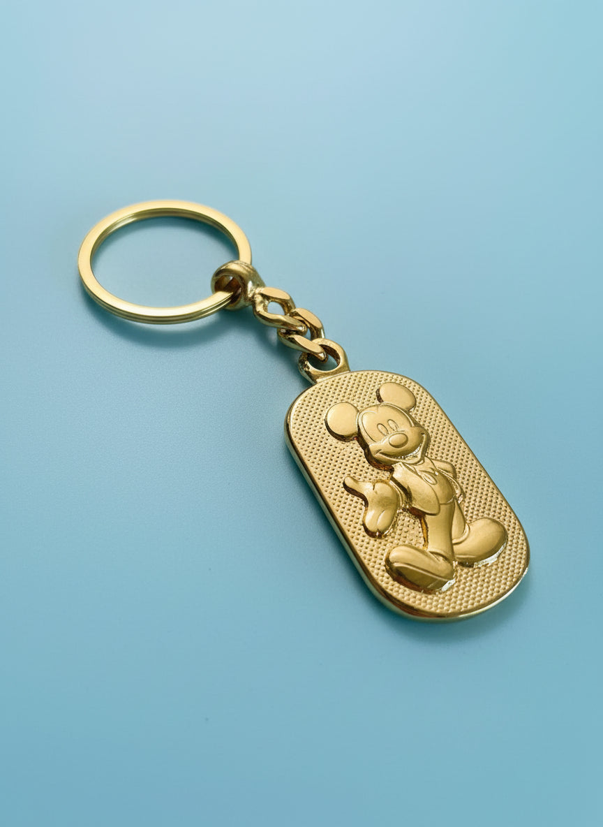 Vintage Mickey Mouse Gold Keychain