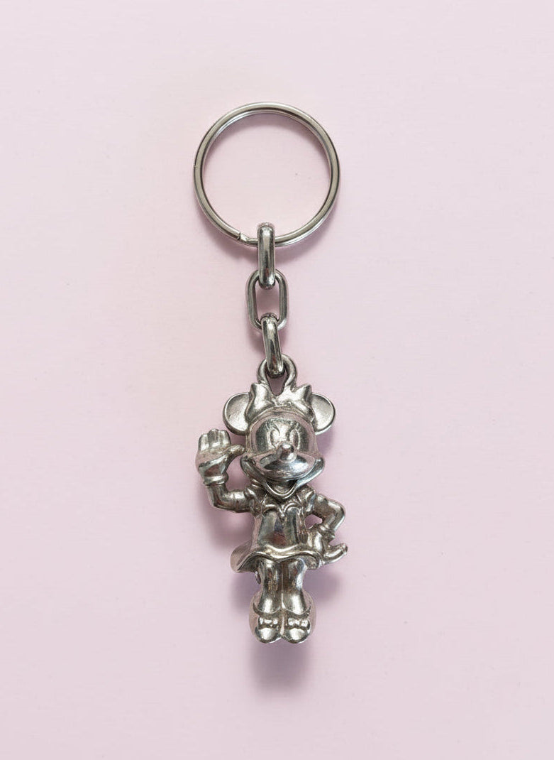 Minnie Mouse Silver Metal Keychain