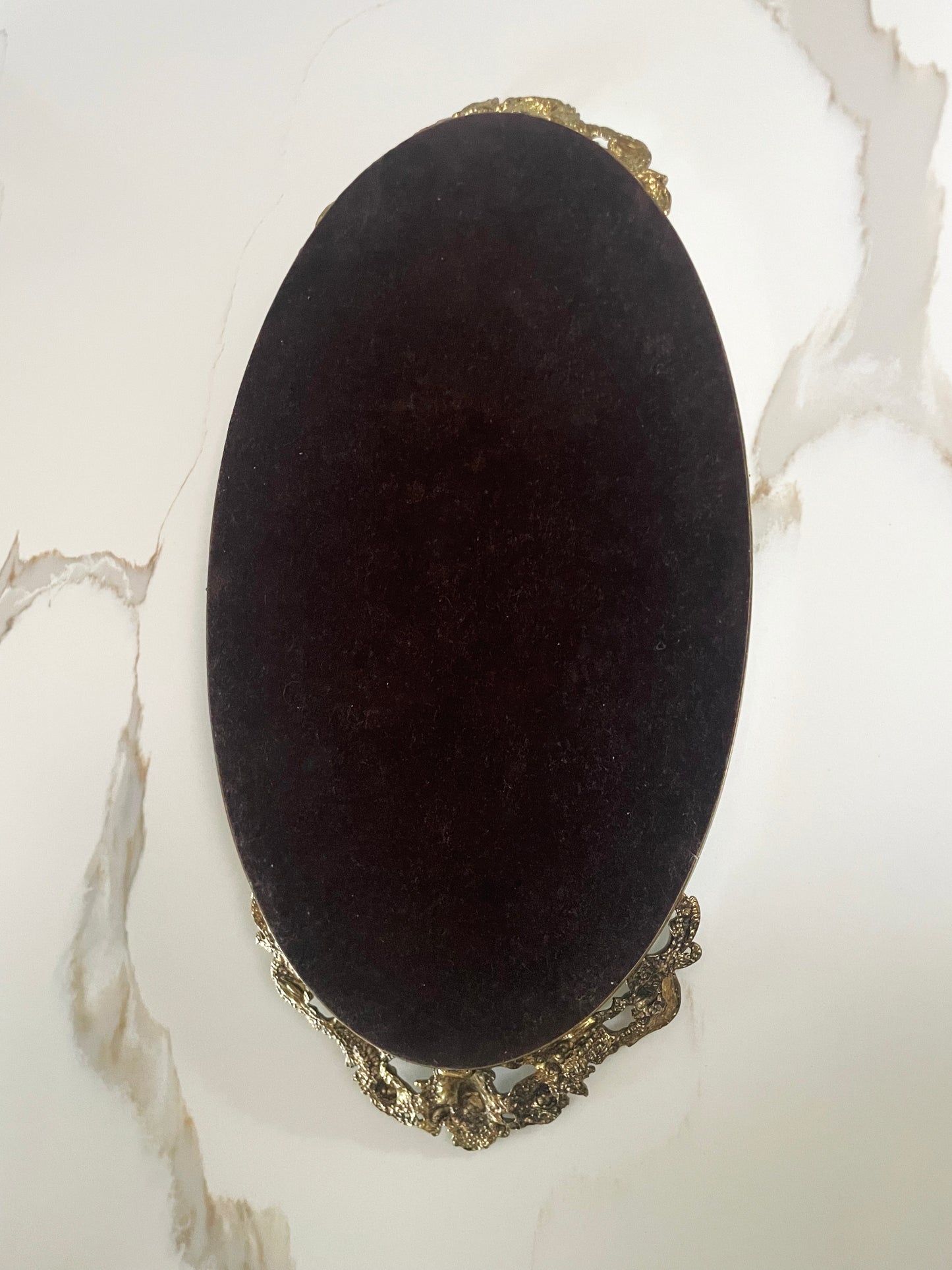 Vintage Cherub Mirror Vanity Tray – Gold Rococo Oval Display